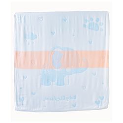 Babyhug 100% Pure Bamboo Baby Blanket Cute baby Elephant Print 6 Layer Quilting| Ultra Soft & Light Weight (520g) Breathable & Absorbent 0-24 Months New Born Essential - Blue