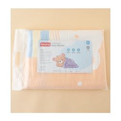 Babyhug 100% Pure Cotton Baby Blanket Bear Print 4 Layer Quilting| Ultra Soft & light Weight (470g) Breathable & Absorbent| 0-24 Months New Born Essential- Peach