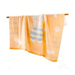 Babyhug 100% Pure Cotton Baby Blanket Bear Print 4 Layer Quilting| Ultra Soft & light Weight (470g) Breathable & Absorbent| 0-24 Months New Born Essential- Peach