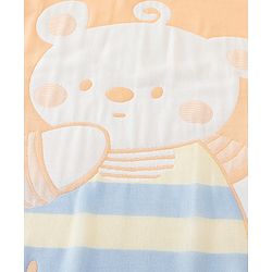 Babyhug 100% Pure Cotton Baby Blanket Bear Print 4 Layer Quilting| Ultra Soft & light Weight (470g) Breathable & Absorbent| 0-24 Months New Born Essential- Peach