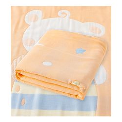 Babyhug 100% Pure Cotton Baby Blanket Bear Print 4 Layer Quilting| Ultra Soft & light Weight (470g) Breathable & Absorbent| 0-24 Months New Born Essential- Peach