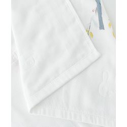 Babyhug 100% Pure Cotton Four Layer Baby Blanket Cute Fawn Print Super Soft & Absorbent Lightweight Breathable Quilt (320g) Gentle on Baby Skin| 024 Months New Born Essential - White