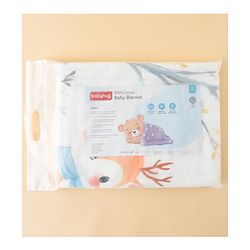 Babyhug 100% Pure Cotton Four Layer Baby Blanket Cute Fawn Print Super Soft & Absorbent Lightweight Breathable Quilt (320g) Gentle on Baby Skin| 024 Months New Born Essential - White