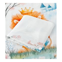 Babyhug 100% Pure Cotton Four Layer Baby Blanket  Lion Print Super Soft & Absorbent Lightweight Breathable Quilt (320g) Gentle on Baby Skin 024 Months| New Born Essential - White