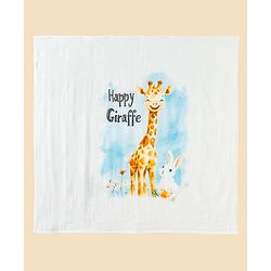 Babyhug 100% Pure Cotton Four Layer Baby Blanket  Giraffe Print Super Soft & Absorbent Lightweight Breathable Quilt (320g) Gentle on Baby Skin 024 Months -White