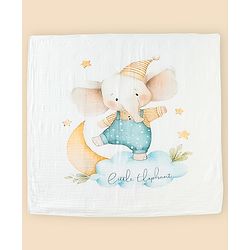 Babyhug 100% Pure Cotton Six Layer Baby Blanket Elephant Print  Super Soft & Absorbent Cotton Bamboo Blend Quilt Lightweight Breathable Gentle on Baby Skin 024 Months 520 g - White