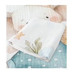 Babyhug 100% Pure Cotton Six Layer Baby Blanket Elephant Print  Super Soft & Absorbent Cotton Bamboo Blend Quilt Lightweight Breathable Gentle on Baby Skin 024 Months 520 g - White