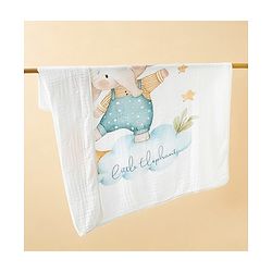 Babyhug 100% Pure Cotton Six Layer Baby Blanket Elephant Print  Super Soft & Absorbent Cotton Bamboo Blend Quilt Lightweight Breathable Gentle on Baby Skin 024 Months 520 g - White