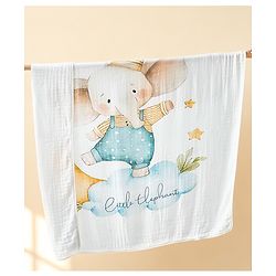 Babyhug 100% Pure Cotton Six Layer Baby Blanket Elephant Print  Super Soft & Absorbent Cotton Bamboo Blend Quilt Lightweight Breathable Gentle on Baby Skin 024 Months 520 g - White