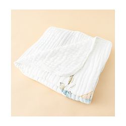 Babyhug 100% Pure Cotton Six Layer Baby Blanket Elephant Print  Super Soft & Absorbent Cotton Bamboo Blend Quilt Lightweight Breathable Gentle on Baby Skin 024 Months 520 g - White