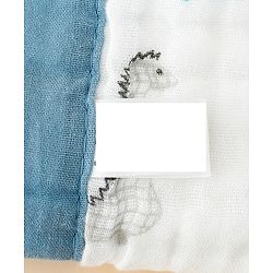 Babyhug 6 Layer Muslin Baby Blanket with Contrast Wide Edge Dinosaur Print - Blue | Absorbent Soft & Breathable| AllSeason Blanket| NewBorn Gifting| Bath Towel, Wrapper, Feeding Towel| Machine Washable