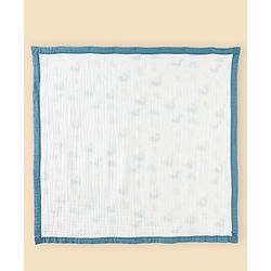 Babyhug 6 Layer Muslin Baby Blanket with Contrast Wide Edge Dinosaur Print - Blue | Absorbent Soft & Breathable| AllSeason Blanket| NewBorn Gifting| Bath Towel, Wrapper, Feeding Towel| Machine Washable
