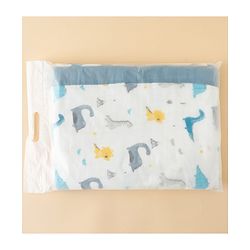 Babyhug 6 Layer Muslin Baby Blanket with Contrast Wide Edge Dinosaur Print - Blue | Absorbent Soft & Breathable| AllSeason Blanket| NewBorn Gifting| Bath Towel, Wrapper, Feeding Towel| Machine Washable