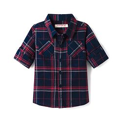 Babyhug Cotton Woven Full Sleeves Checkered Shirt & Denim Jeans Set - Black