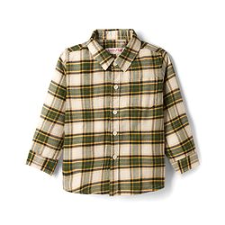Babyhug Cotton Woven Full Sleeves Checkered Shirt & Trouser Set - Olive Green