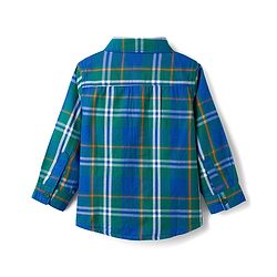 Babyhug Cotton Woven Full Sleeves Checkered Shirt & Trouser Set - Blue & Beige