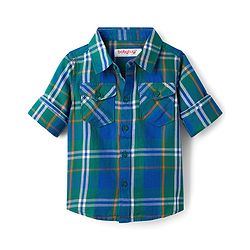 Babyhug Cotton Woven Full Sleeves Checkered Shirt & Trouser Set - Blue & Beige