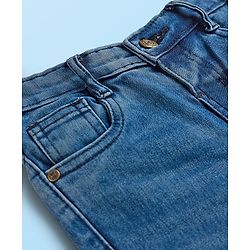 Babyhug Cotton Woven Full Sleeves Striped Shirt & Denim Jeans Set - Blue & White