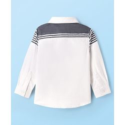 Babyhug Cotton Woven Full Sleeves Striped Shirt & Denim Jeans Set - Blue & White