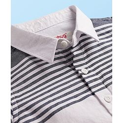 Babyhug Cotton Woven Full Sleeves Striped Shirt & Denim Jeans Set - Blue & White