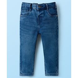 Babyhug Cotton Woven Full Sleeves Striped Shirt & Denim Jeans Set - Blue & White