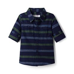 Babyhug Cotton Woven Full Sleeves Striped Shirt & Denim Jeans Set - Navy Blue