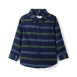 Babyhug Cotton Woven Full Sleeves Striped Shirt & Denim Jeans Set - Navy Blue
