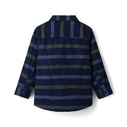Babyhug Cotton Woven Full Sleeves Striped Shirt & Denim Jeans Set - Navy Blue