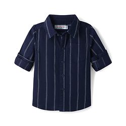 Babyhug Cotton Woven Full Sleeves Striped Shirt & Denim Jeans Set - Navy Blue