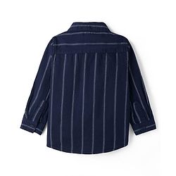 Babyhug Cotton Woven Full Sleeves Striped Shirt & Denim Jeans Set - Navy Blue