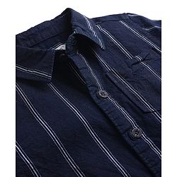 Babyhug Cotton Woven Full Sleeves Striped Shirt & Denim Jeans Set - Navy Blue