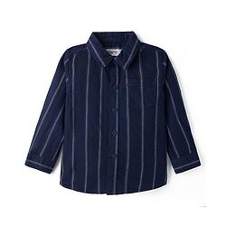 Babyhug Cotton Woven Full Sleeves Striped Shirt & Denim Jeans Set - Navy Blue