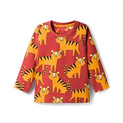 Babyhug Cotton Knit Full Sleeves Co-Ord Night Suit with Animal Print - Brown