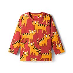 Babyhug Cotton Knit Full Sleeves Co-Ord Night Suit with Animal Print - Brown