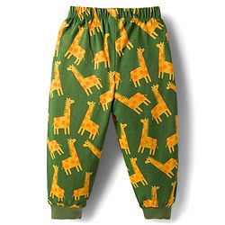 Babyhug Cotton Knit Full Sleeves Co-Ord Night Suit with Animal Print - Green