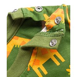 Babyhug Cotton Knit Full Sleeves Co-Ord Night Suit with Animal Print - Green