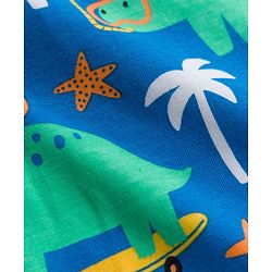 Babyhug Cotton Knit Full Sleeves Co-ord Night Suit With Dino Print - Blue