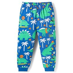 Babyhug Cotton Knit Full Sleeves Co-ord Night Suit With Dino Print - Blue