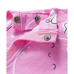 Babyhug Cotton Knit Full Sleeves Co-ords Night Suit with Kitty Print - Pink
