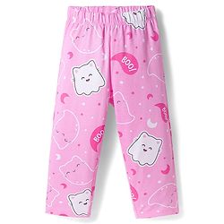 Babyhug Cotton Knit Full Sleeves Co-ords Night Suit with Kitty Print - Pink