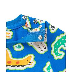Babyhug Cotton Knit Full Sleeves Co-ords Night Suit With Tiger Print - Blue