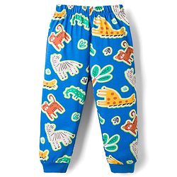 Babyhug Cotton Knit Full Sleeves Co-ords Night Suit With Tiger Print - Blue