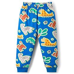 Babyhug Cotton Knit Full Sleeves Co-ords Night Suit With Tiger Print - Blue