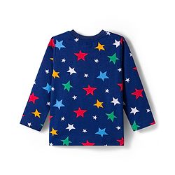 Babyhug Cotton Knit Full Sleeves Co-ord Night Suit With Star Print - Navy Blue