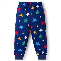 Babyhug Cotton Knit Full Sleeves Co-ord Night Suit With Star Print - Navy Blue