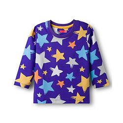 Babyhug Cotton Knit Full Sleeves T-Shirt & Pyjama Co-ord Night Suit With Star Print - Purple