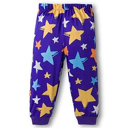 Babyhug Cotton Knit Full Sleeves T-Shirt & Pyjama Co-ord Night Suit With Star Print - Purple