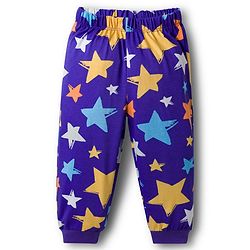 Babyhug Cotton Knit Full Sleeves T-Shirt & Pyjama Co-ord Night Suit With Star Print - Purple