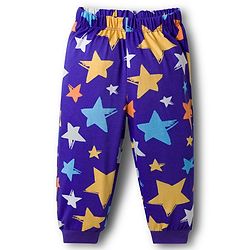 Babyhug Cotton Knit Full Sleeves T-Shirt & Pyjama Co-ord Night Suit With Star Print - Purple