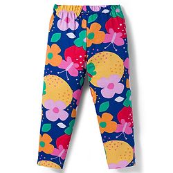 Babyhug Cotton Knit Full Sleeves Co-ord Night Suit With Floral Print - Navy Blue